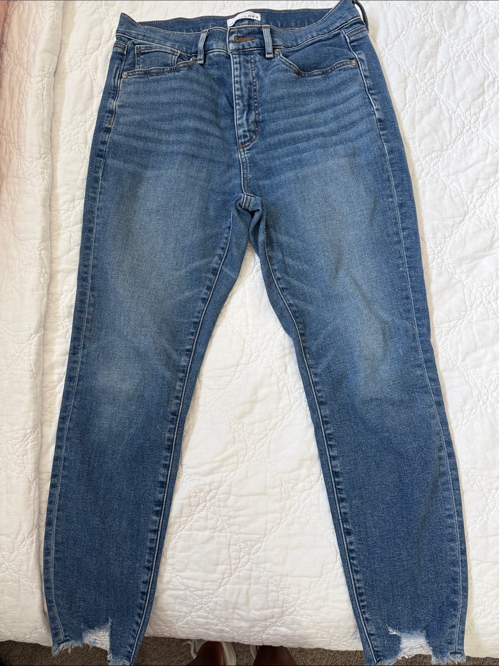 LOFT Light Blue Denim Jeans with Contrast Stitching